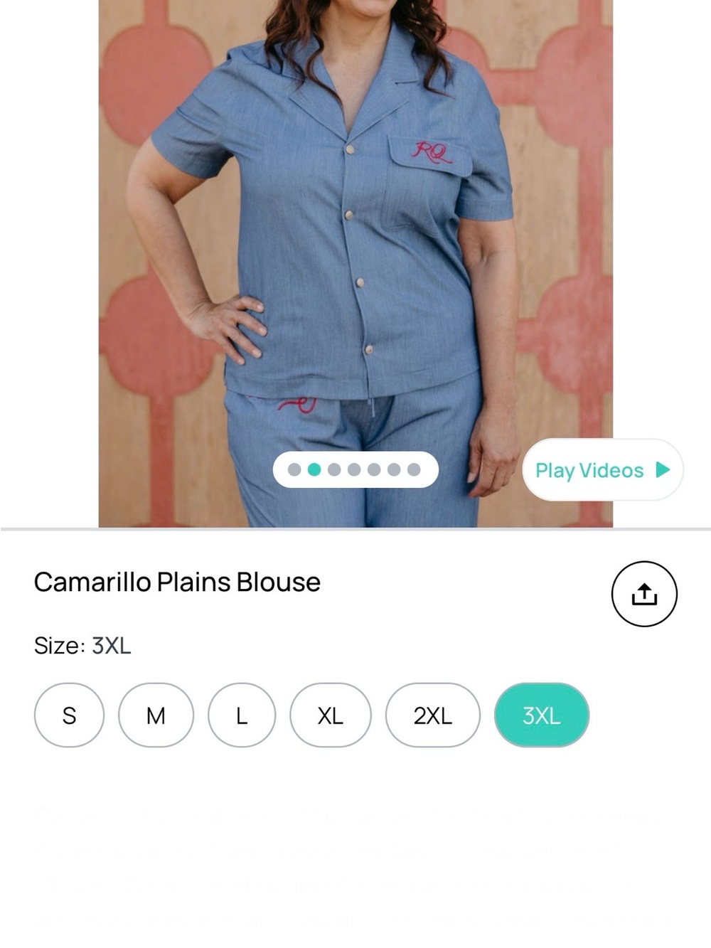 Camarillo Plains Denim Blouse with Red Embroidery